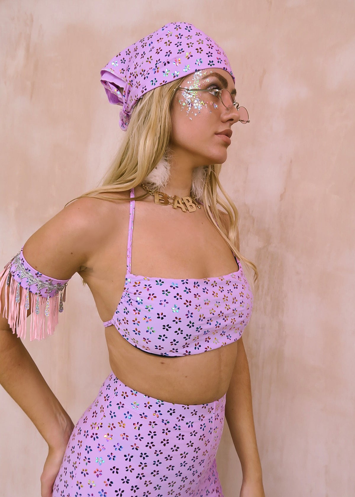Lilac Gypsy String Bandeau Top and Festival Flares