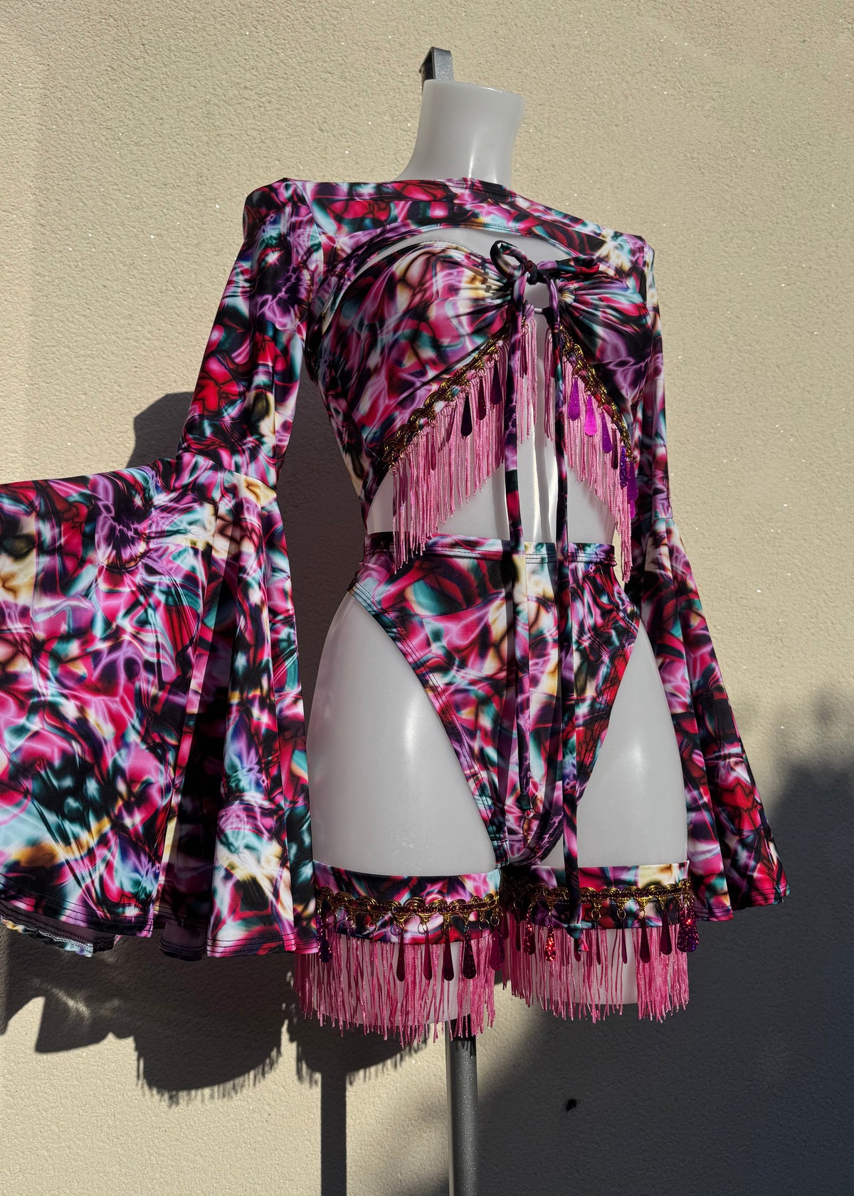 Pink Strobe Light Festival Outfit with Accessories