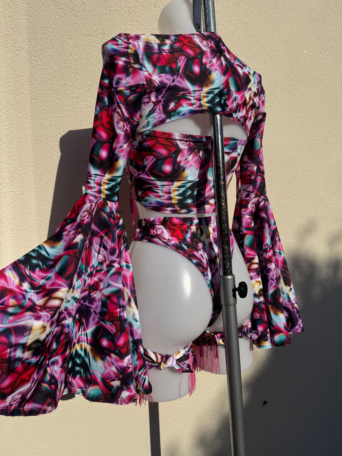 Pink Strobe Light Festival Outfit with Accessories