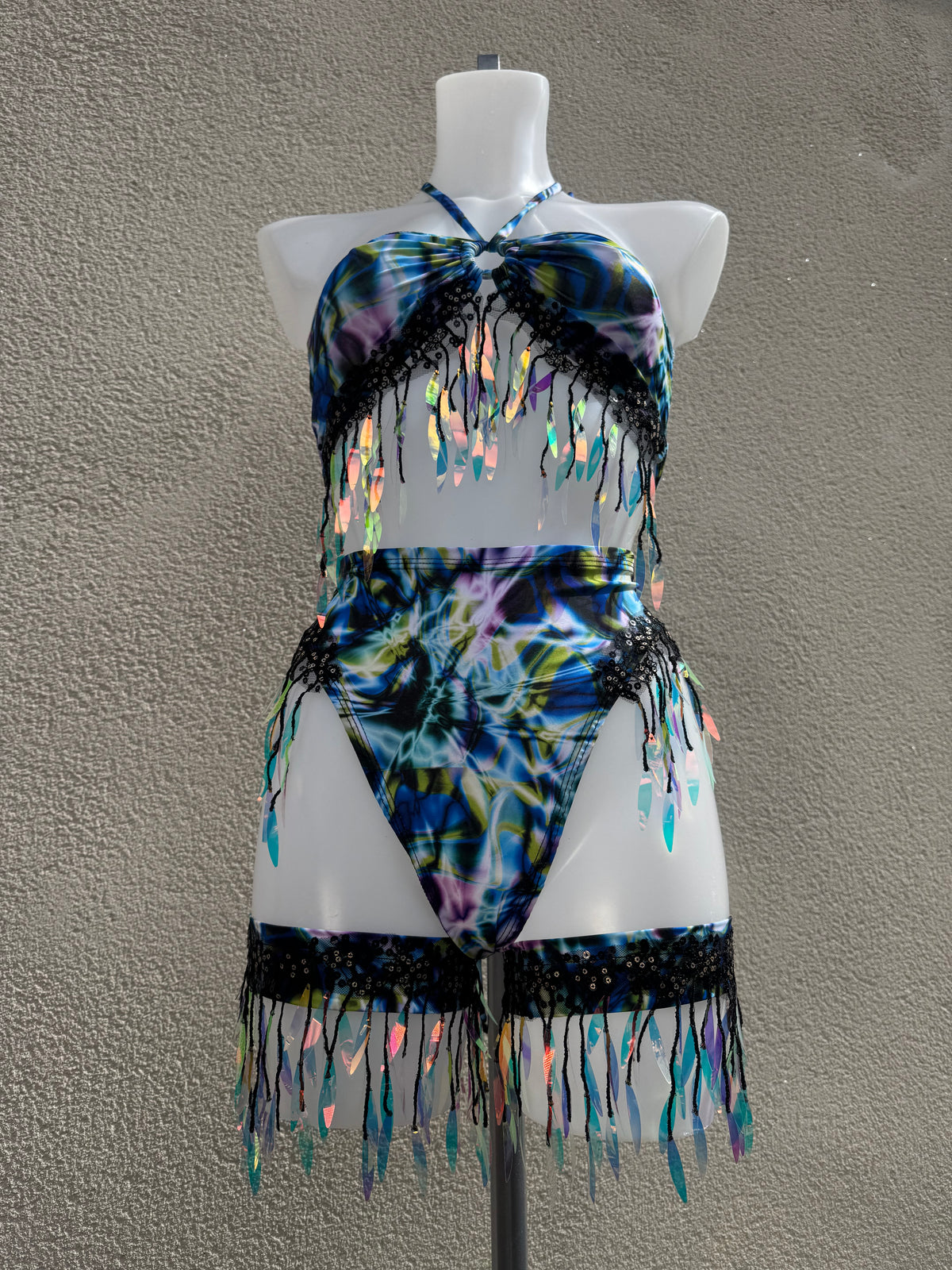 Strobe Light Blue Keyhole Iridescent Festival Set