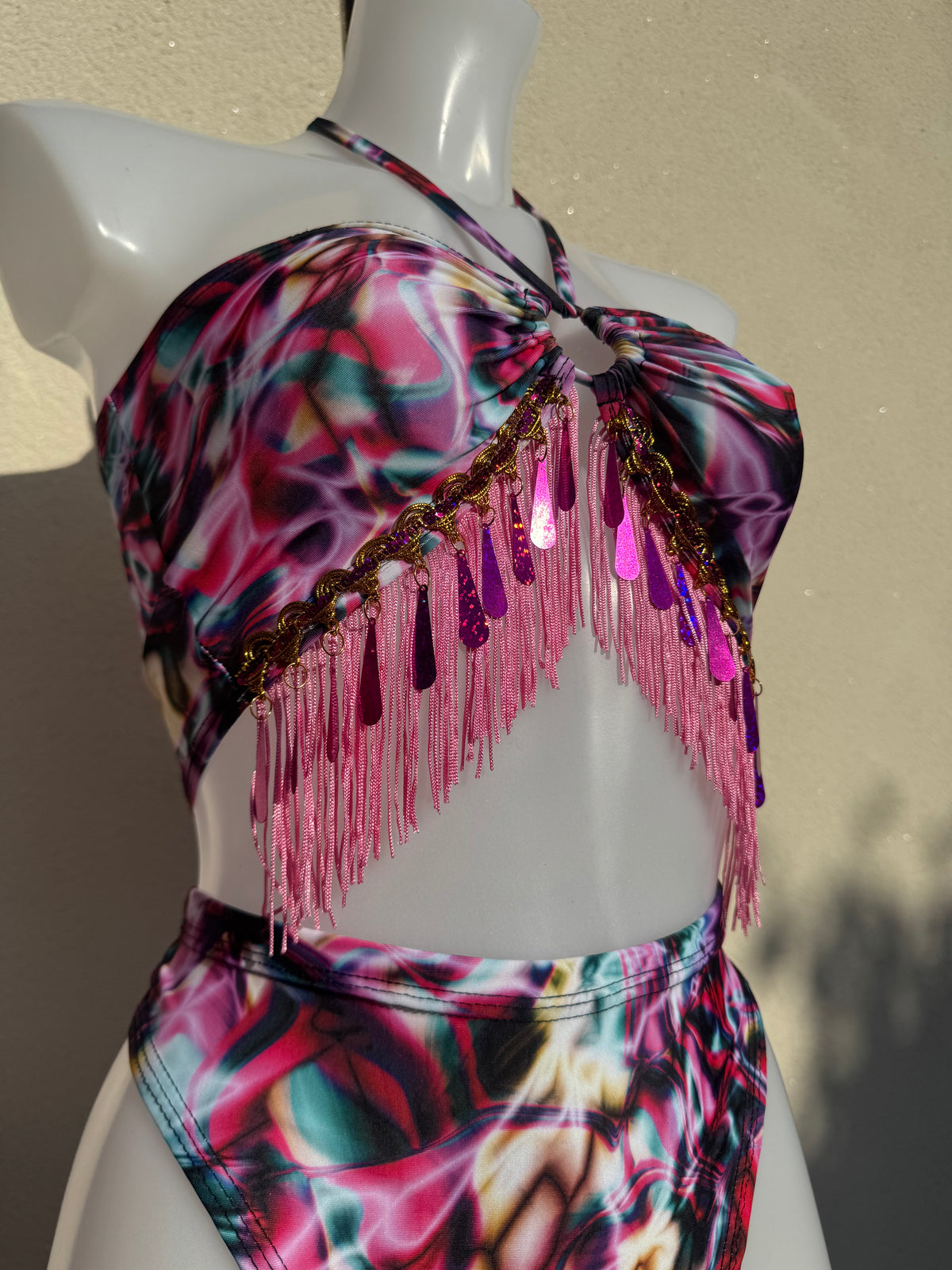 Pink Strobe Light Festival Outfit with Accessories