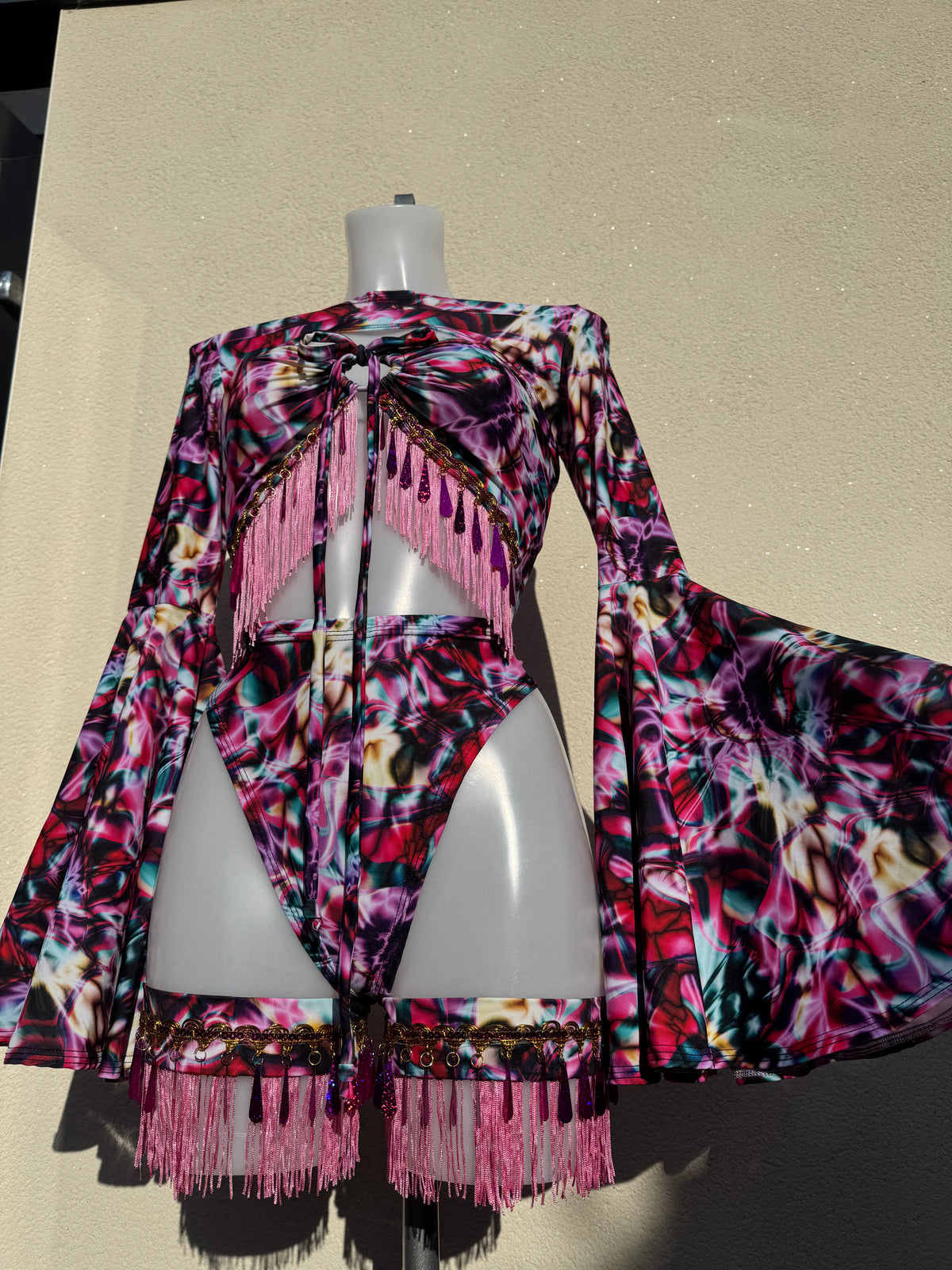 Pink Strobe Light Festival Outfit with Accessories