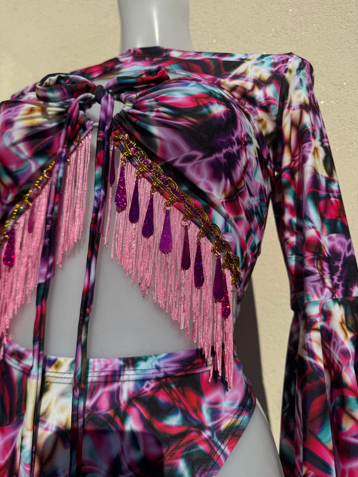 Pink Strobe Light Festival Outfit with Accessories