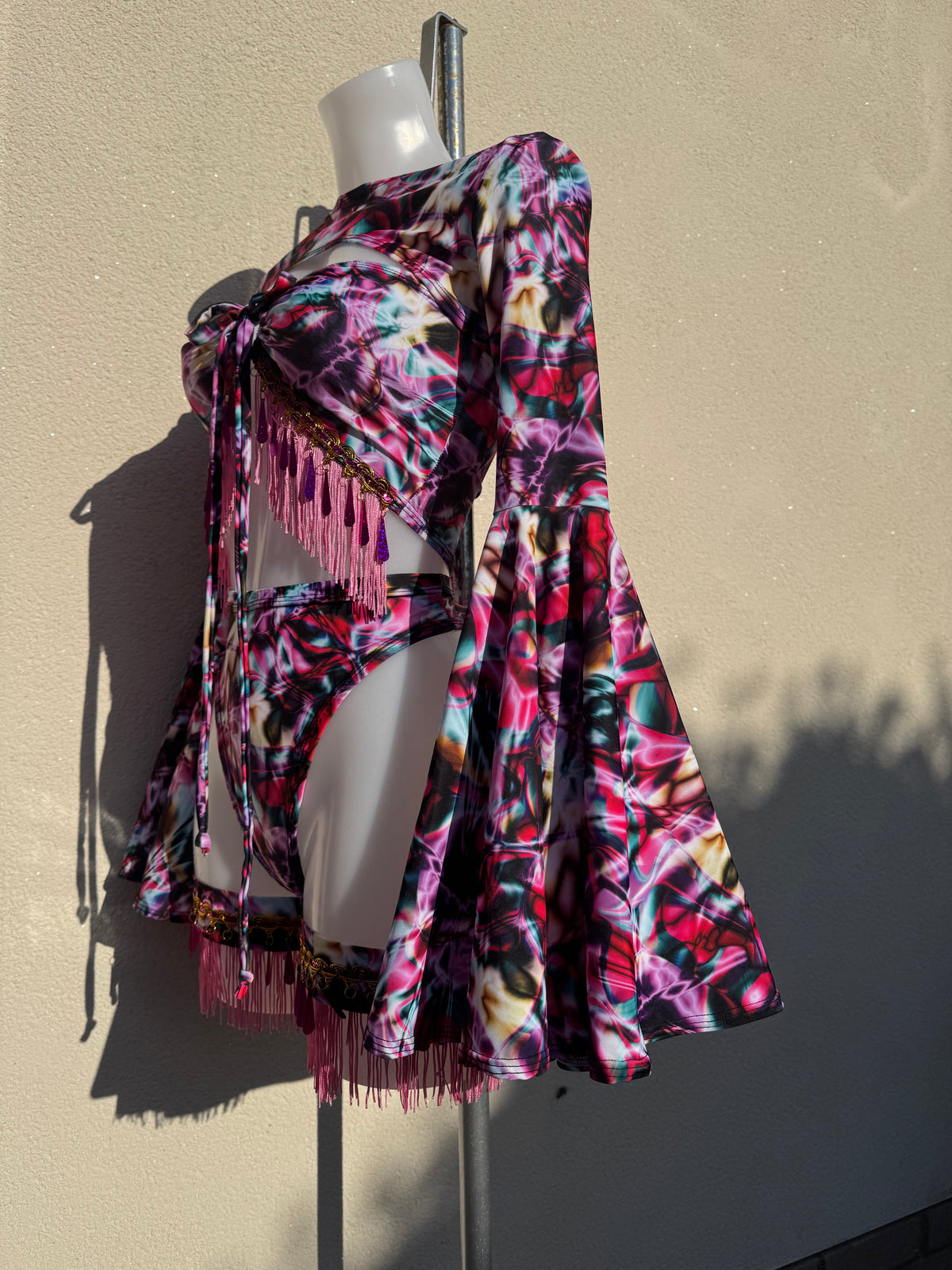 Pink Strobe Light Festival Outfit with Accessories