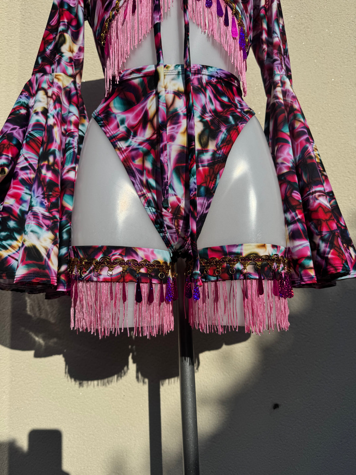 Pink Strobe Light Festival Outfit with Accessories