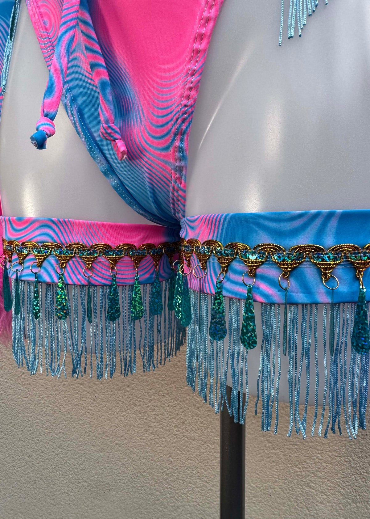 Blueberry Pink Iridescent Festival Outfit with Fluffy Wrist Shrug