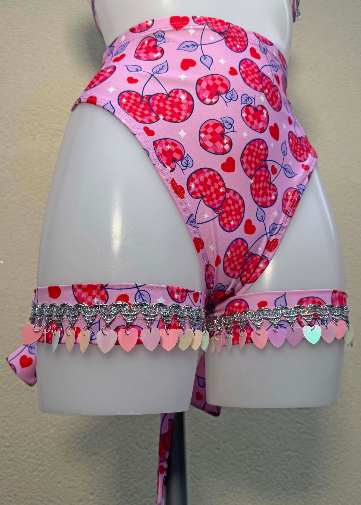 Cherry Pink Heart Sequin Festival Outfit
