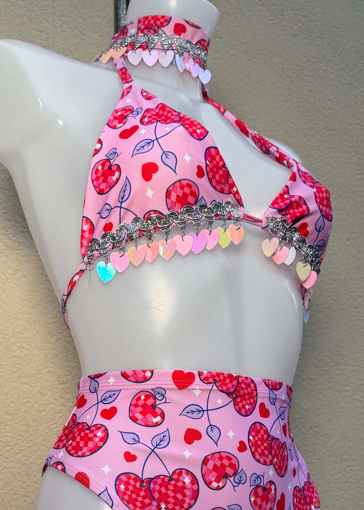 Cherry Pink Heart Sequin Festival Outfit