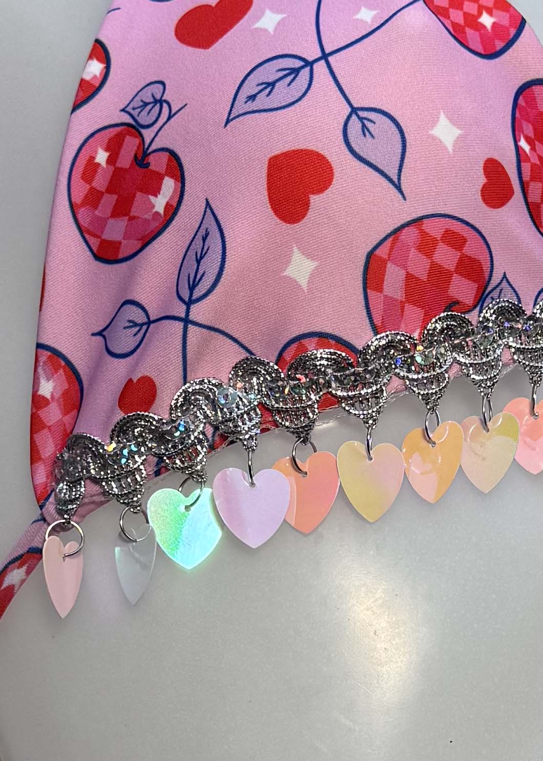 Cherry Pink Heart Sequin Festival Outfit