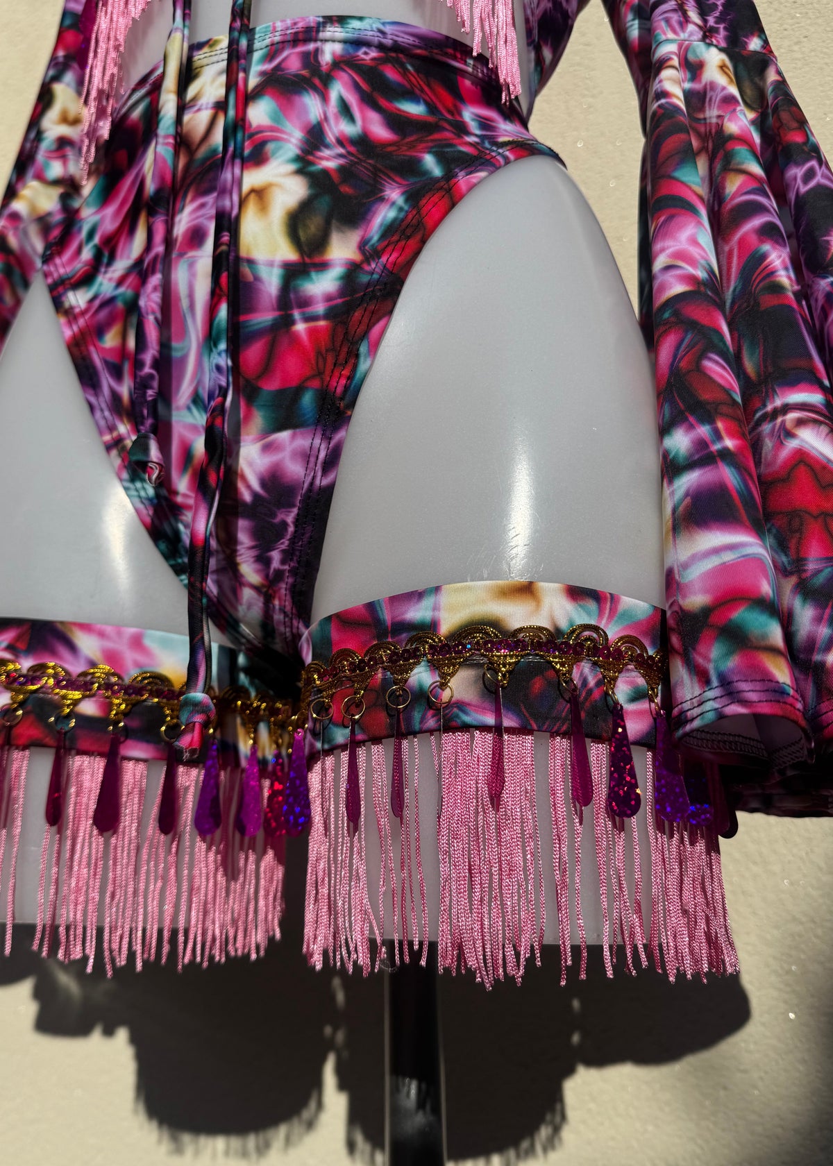Pink Strobe Light Festival Outfit with Accessories