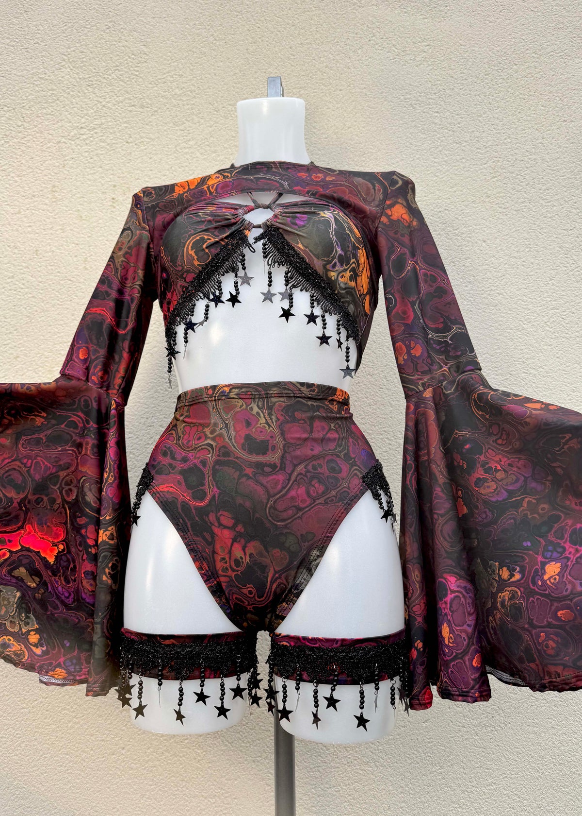 Dark Ink Shrug Festival Outfit with Accessories