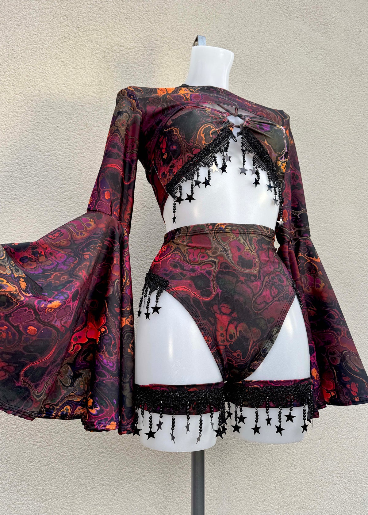 Dark Ink Shrug Festival Outfit with Accessories