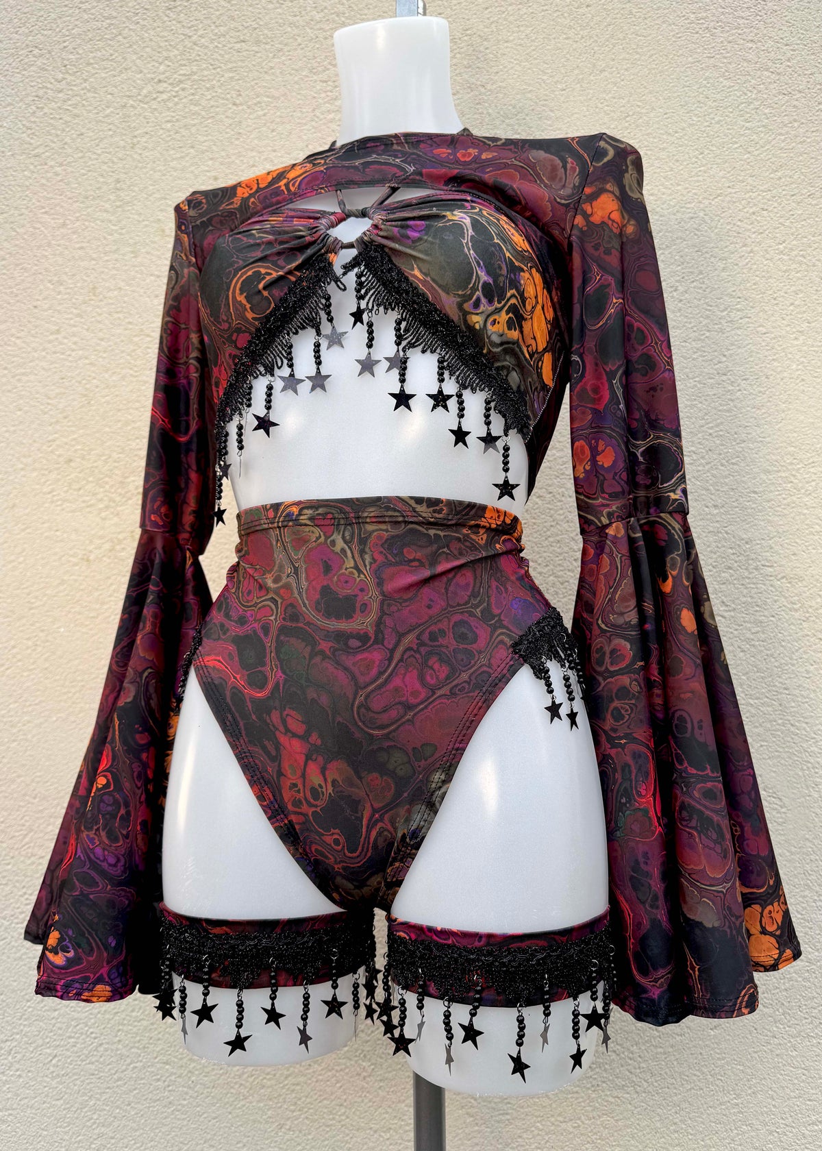 Dark Ink Shrug Festival Outfit with Accessories