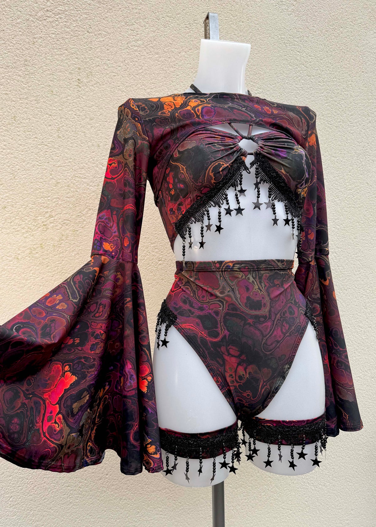 Dark Ink Shrug Festival Outfit with Accessories