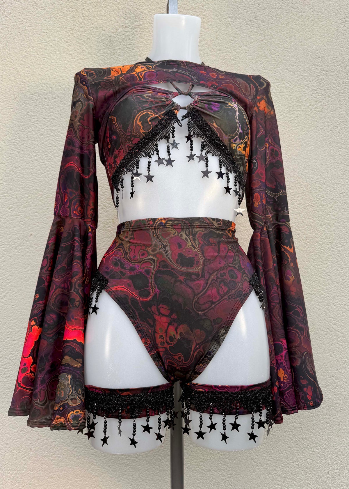 Dark Ink Shrug Festival Outfit with Accessories