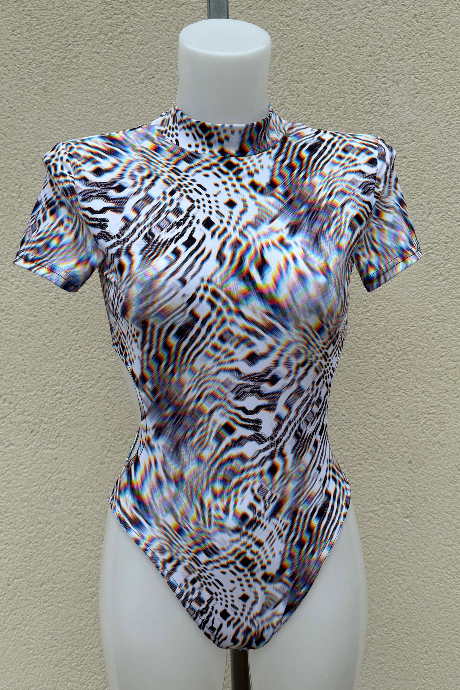 Glitch Cut Out Tie Neck Bodysuit READY TO SHIP
