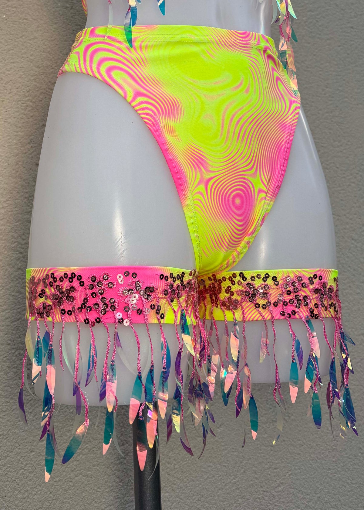 Neon Swirl Yellow & Pink Iridescent Festival Outfit