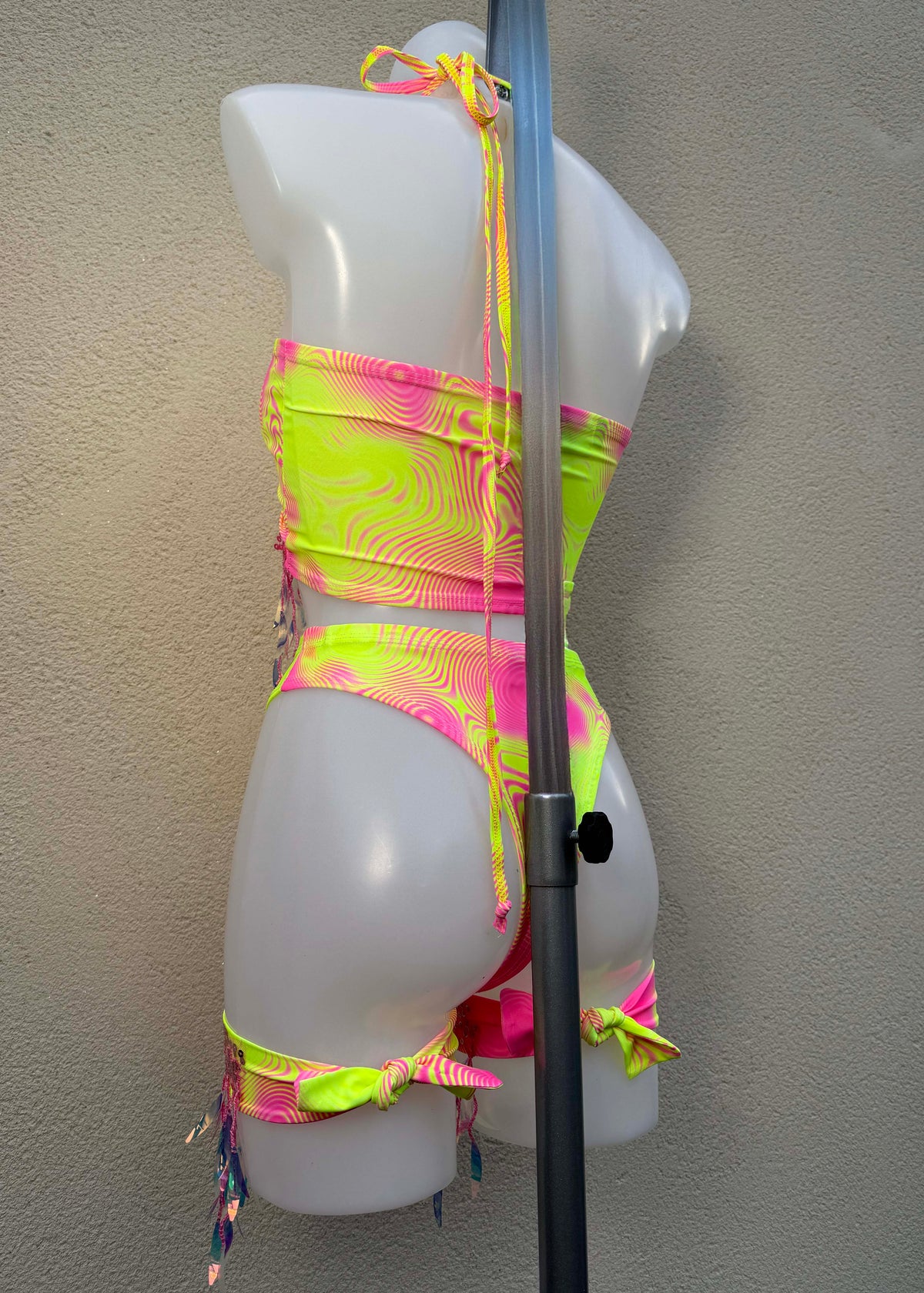 Neon Swirl Yellow & Pink Iridescent Festival Outfit