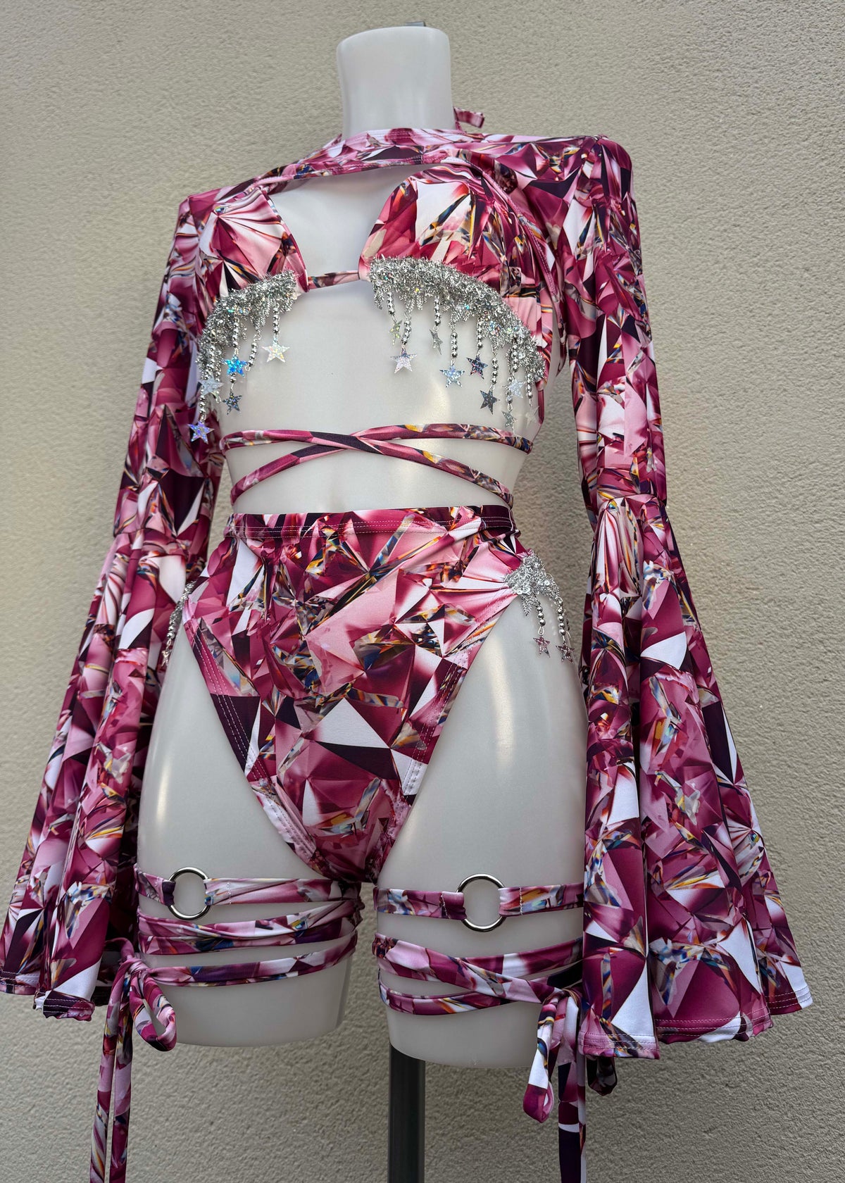 Pink Crystal Festival Outfit with Silver Star Accessories