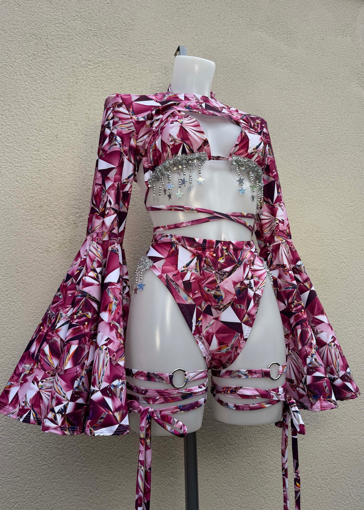 Pink Crystal Festival Outfit with Silver Star Accessories