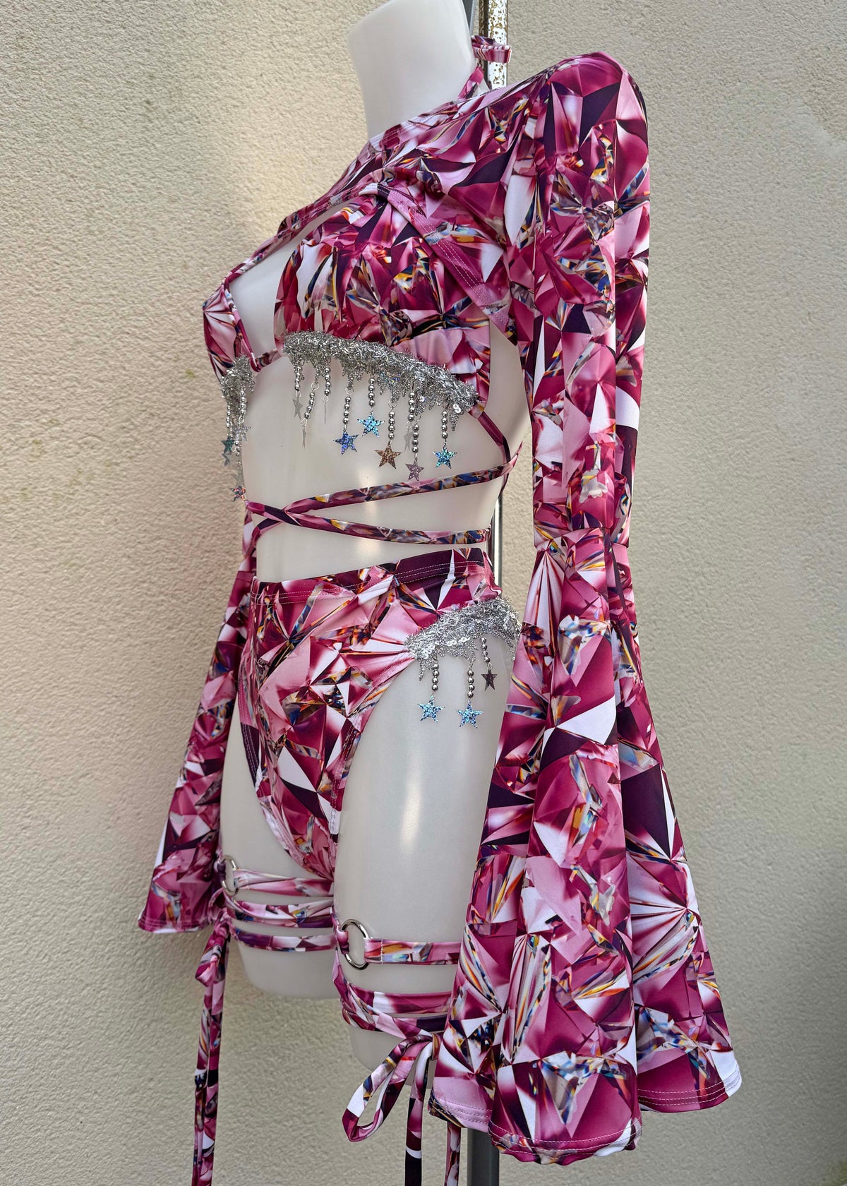 Pink Crystal Festival Outfit with Silver Star Accessories