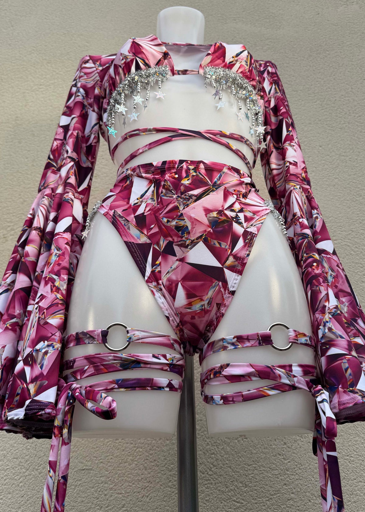 Pink Crystal Festival Outfit with Silver Star Accessories