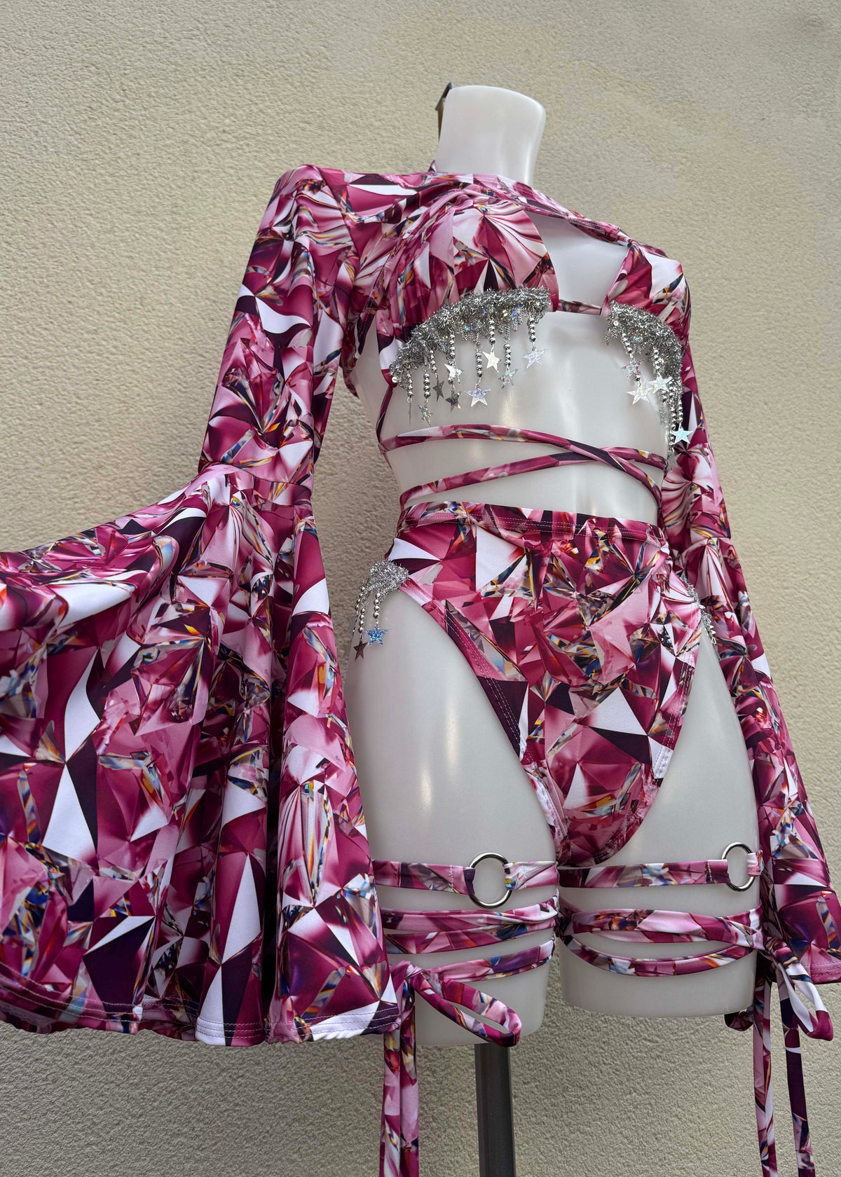 Pink Crystal Festival Outfit with Silver Star Accessories