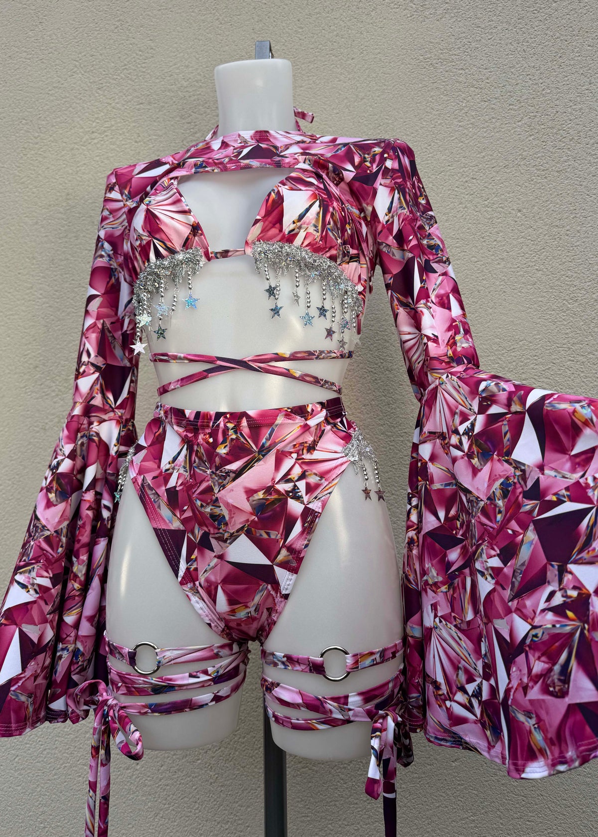 Pink Crystal Festival Outfit with Silver Star Accessories