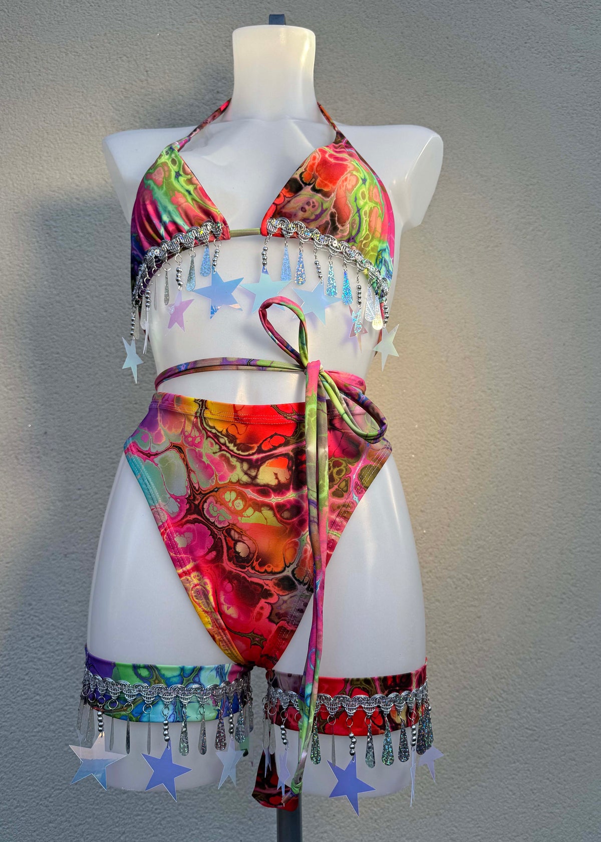 Rainbow Ink Big Star Sequin Festival Outfit