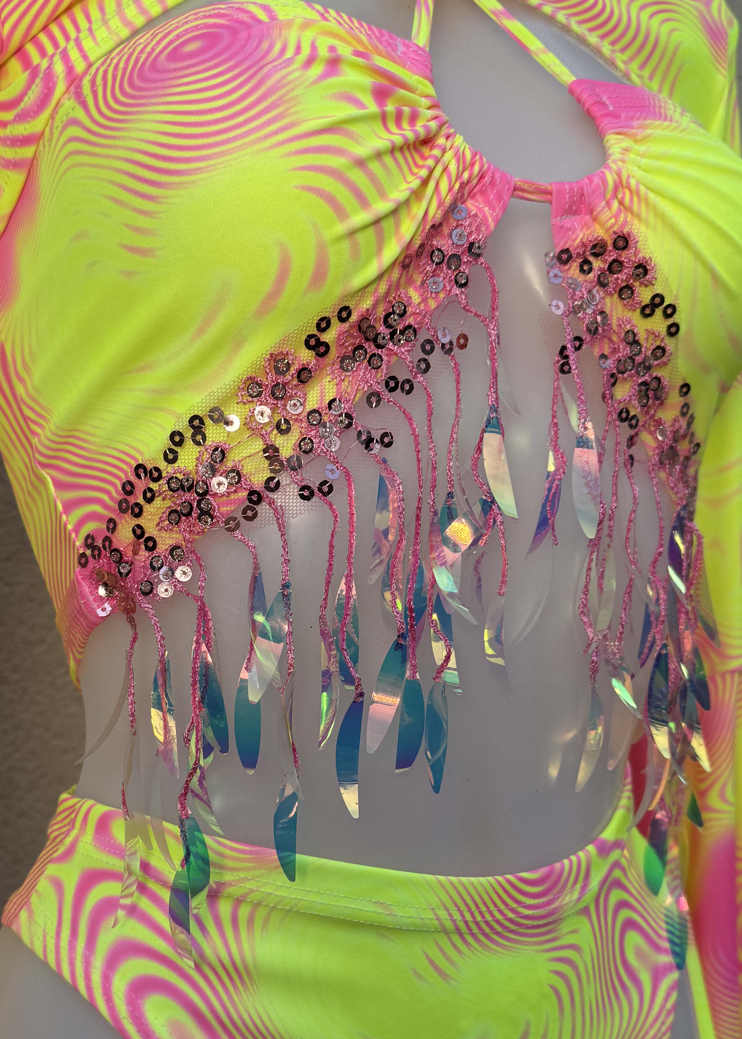 neon rave dress Swirl Sparkly Festival Outfit | Yellow and Pink Set | Womens EDC Custom whatsnew reactive butterfly Discover Elko Green Oxford Size:10D