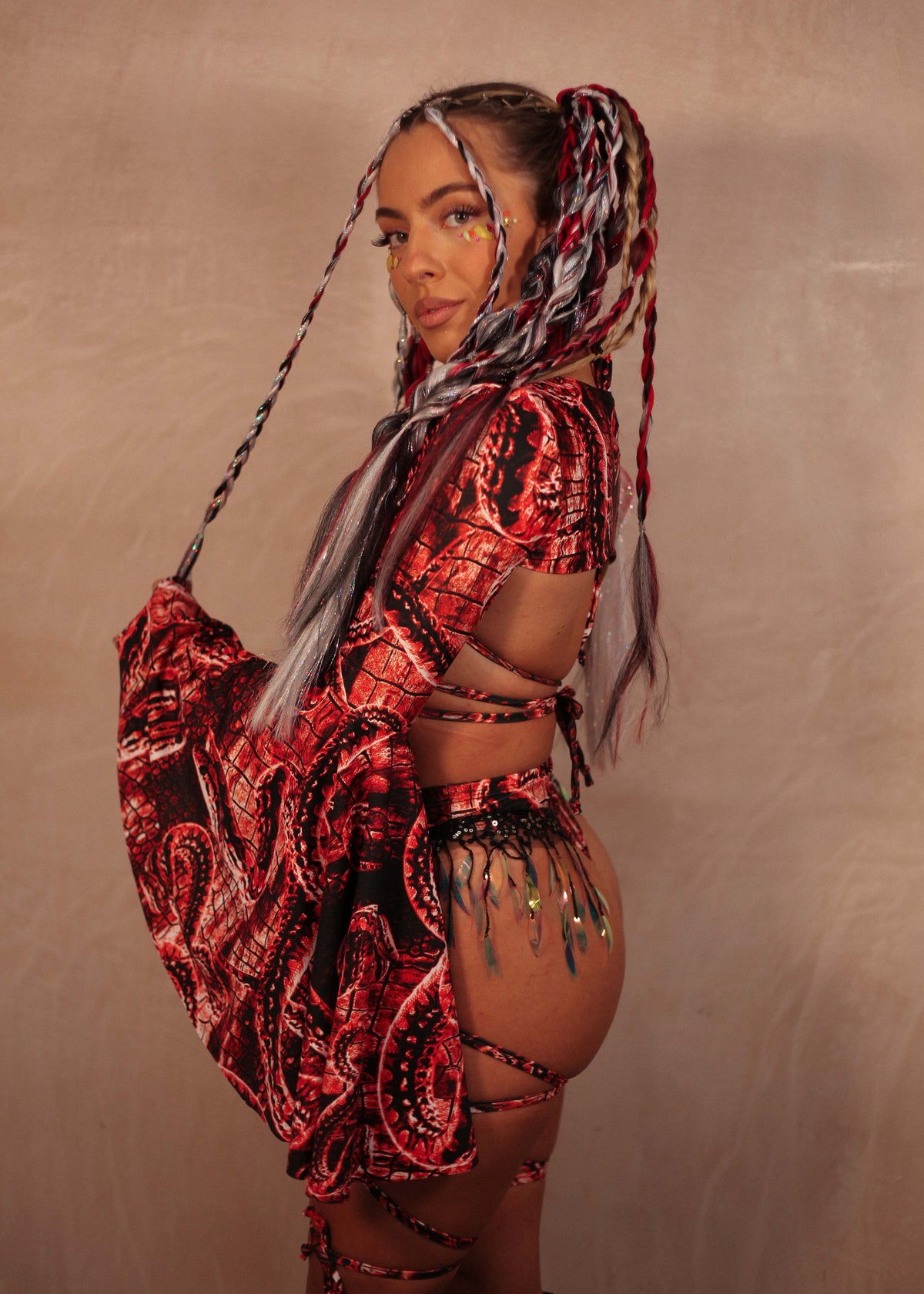 Red Venom Circle Sleeve Shrug