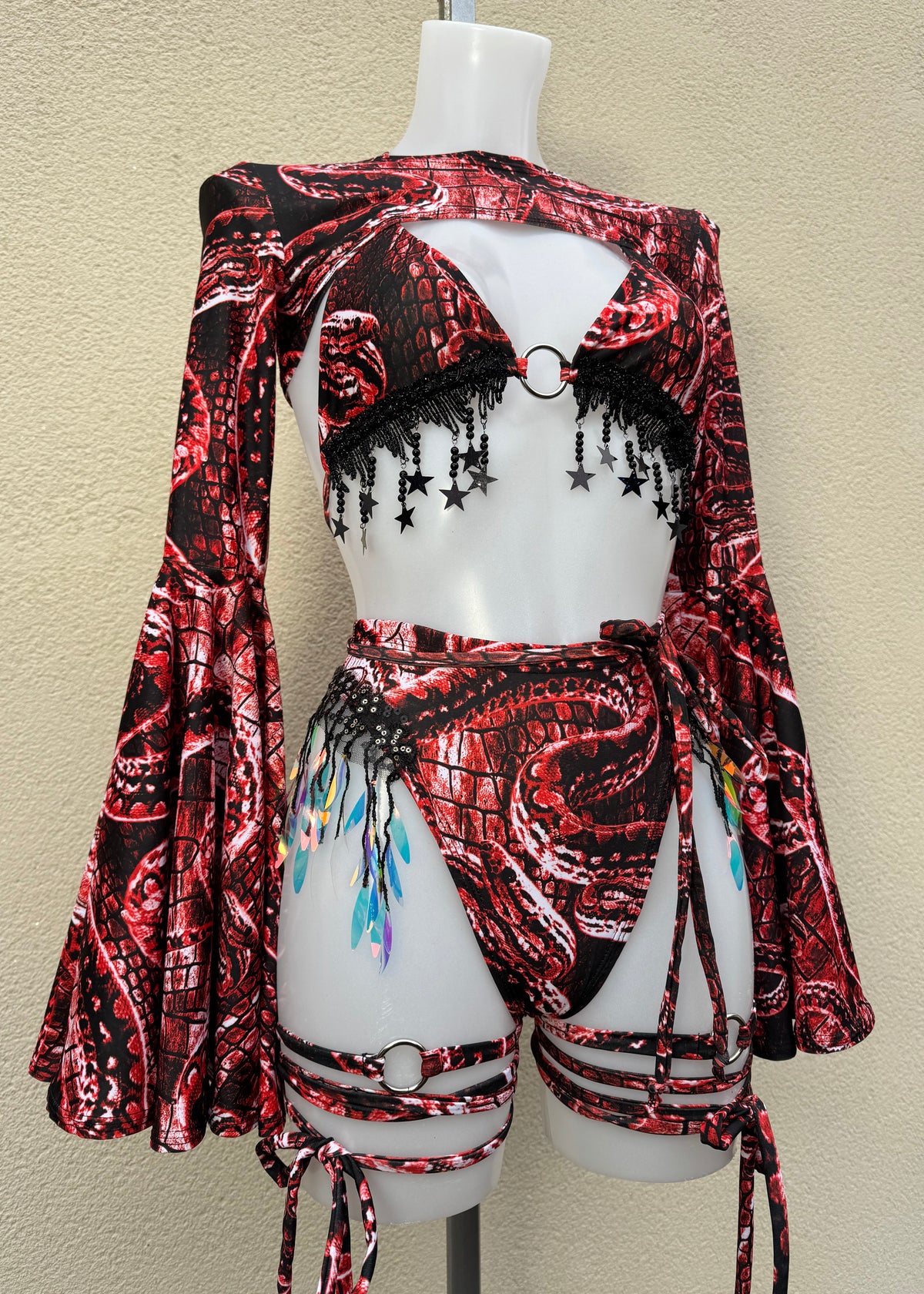 Red Venom Festival Outfit with Accessories