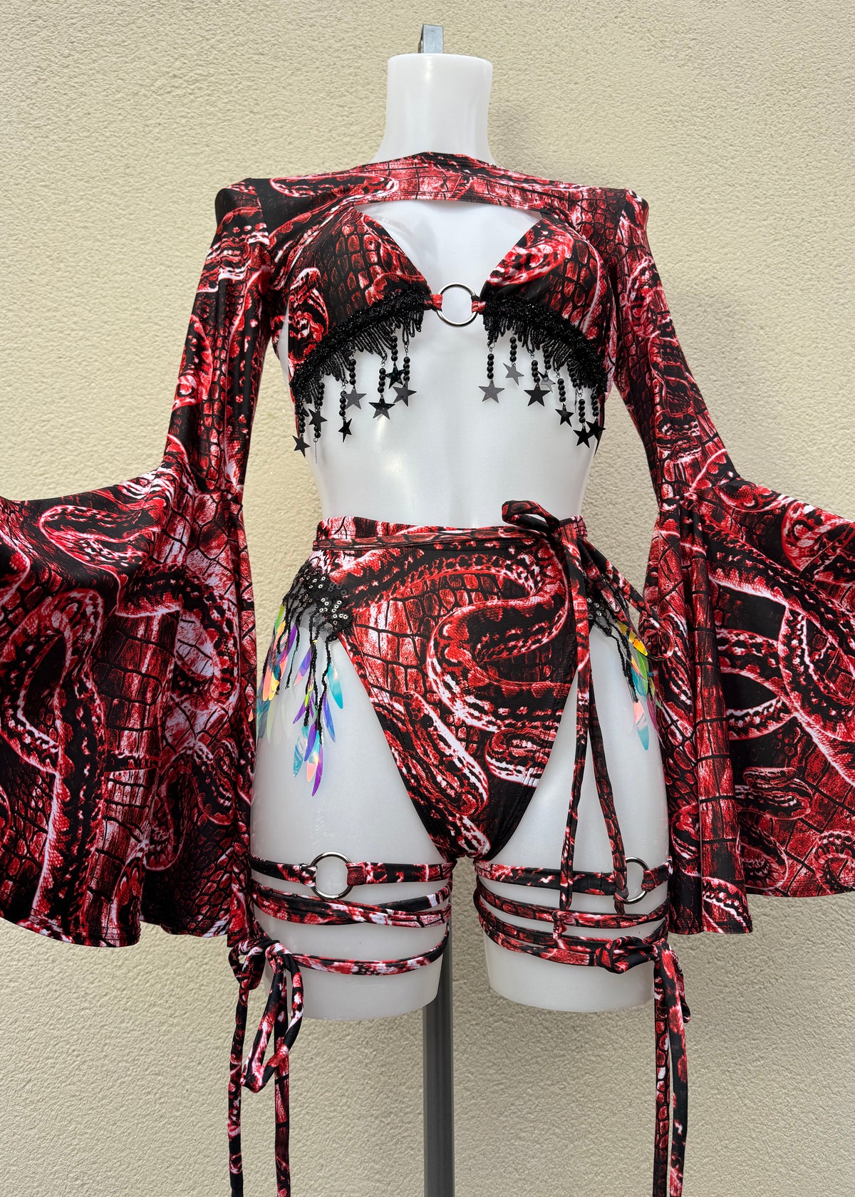 Red Venom Festival Outfit with Accessories