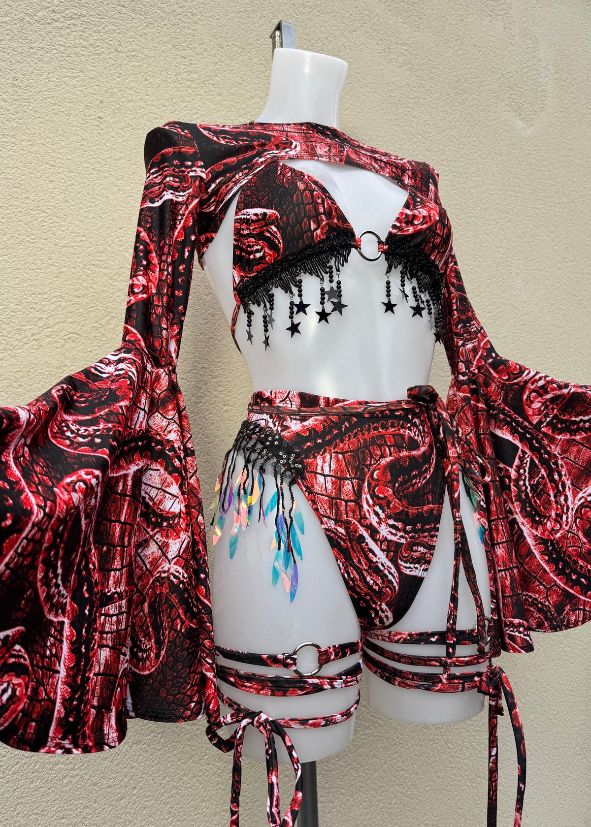 Red Venom Festival Outfit with Accessories