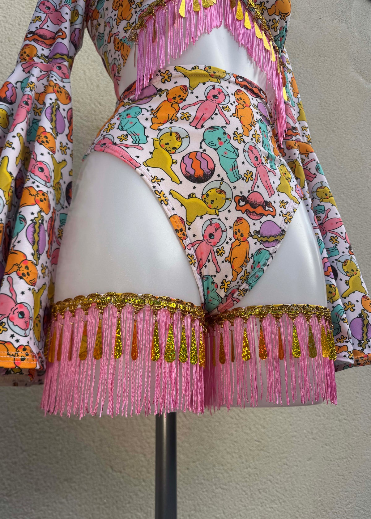 Space Baby Fringed Festival Outfit with Shrug
