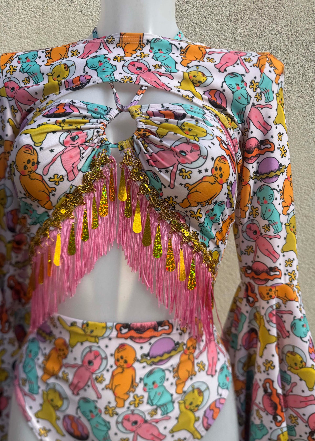 Space Baby Fringed Festival Outfit with Shrug