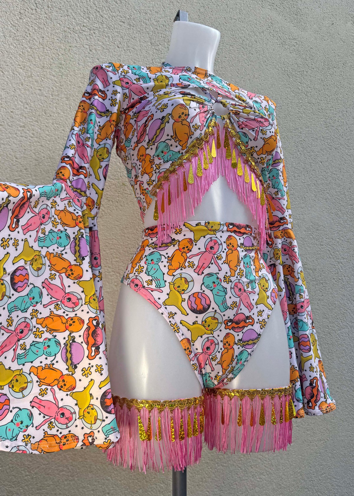 Space Baby Fringed Festival Outfit with Shrug
