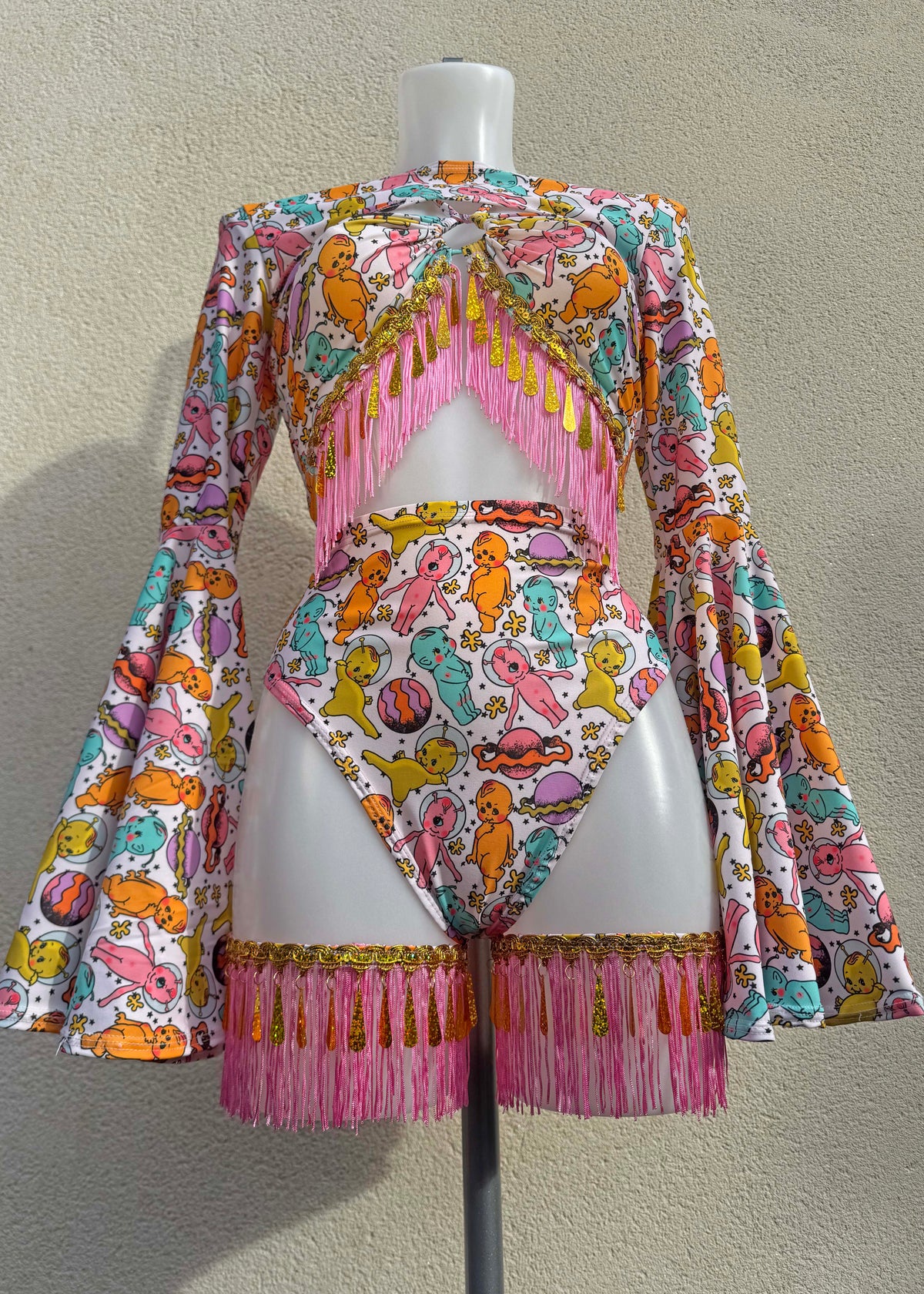 Space Baby Fringed Festival Outfit with Shrug