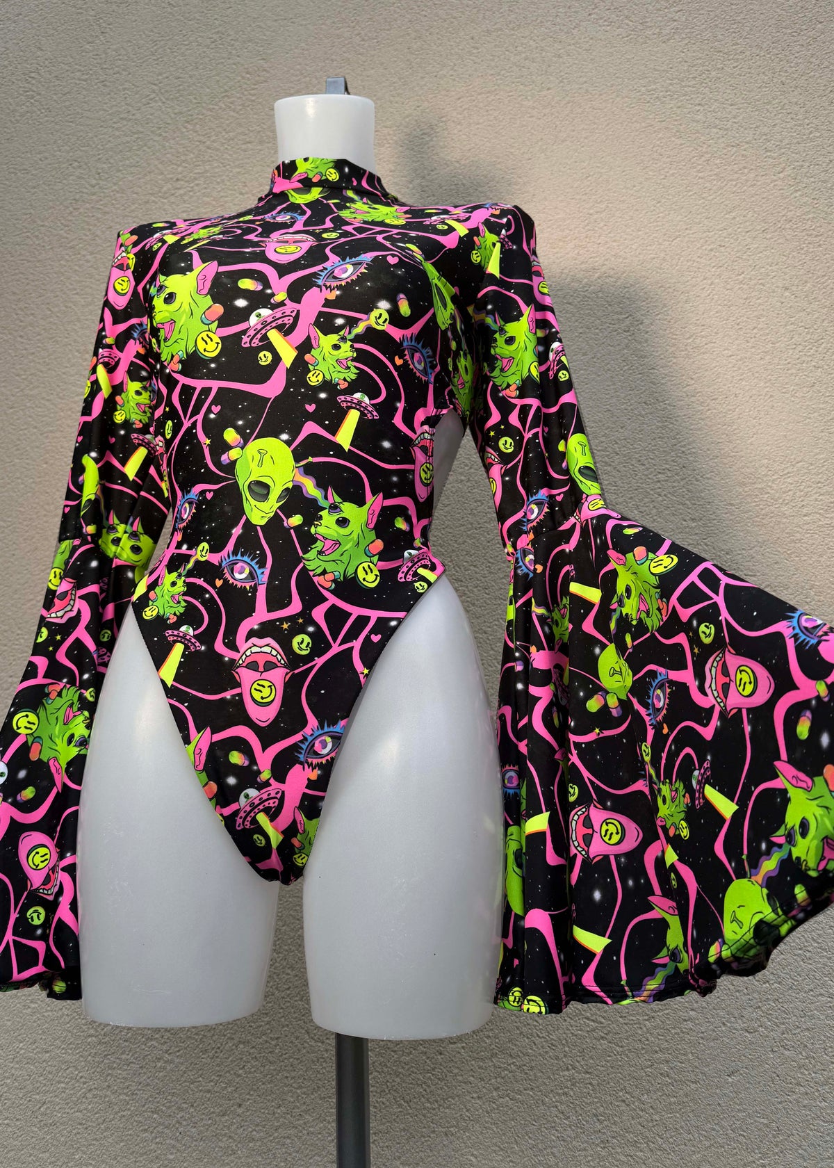 Alien Festival Bodysuit with Circle Sleeves