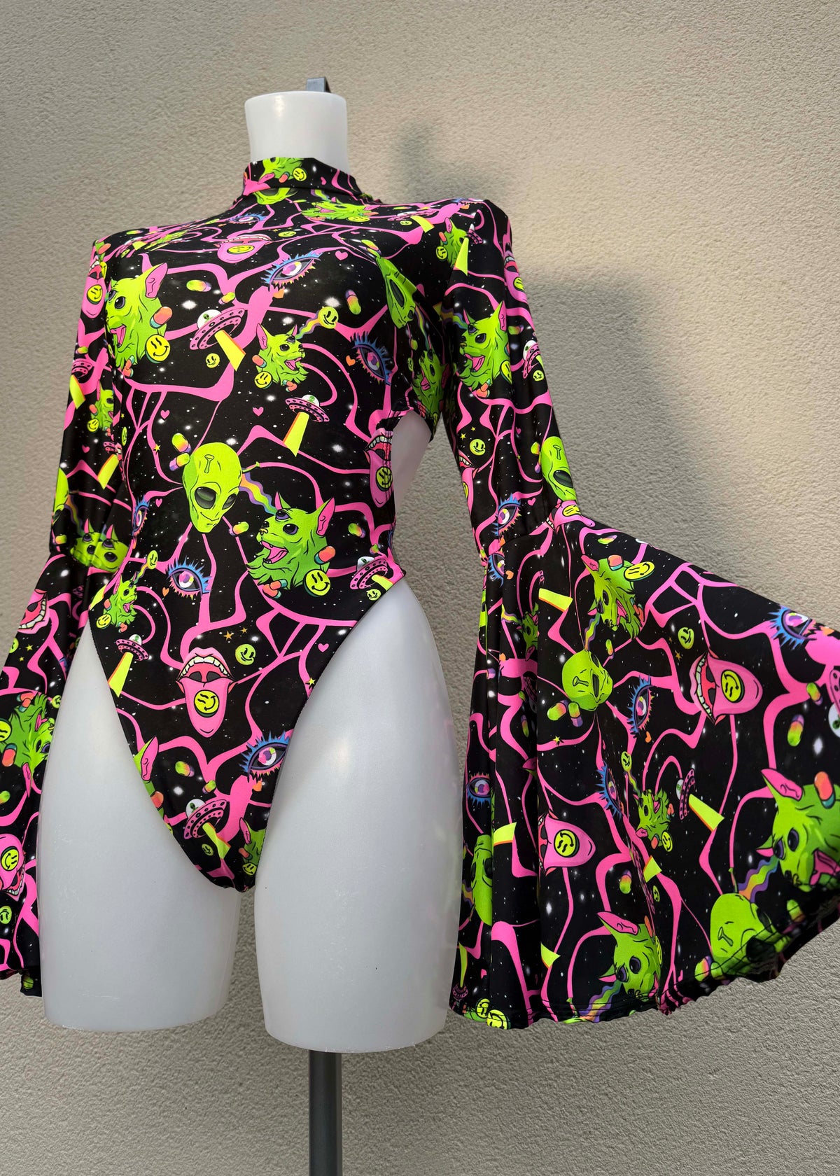 Alien Festival Bodysuit with Circle Sleeves