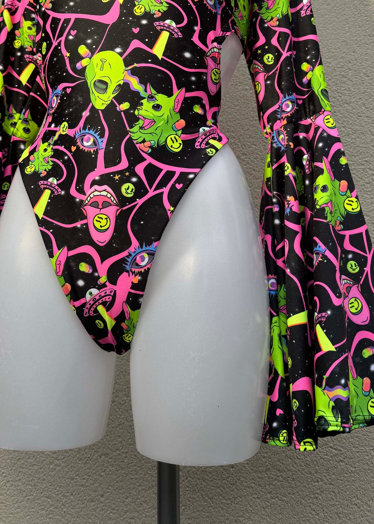 Alien Festival Bodysuit with Circle Sleeves