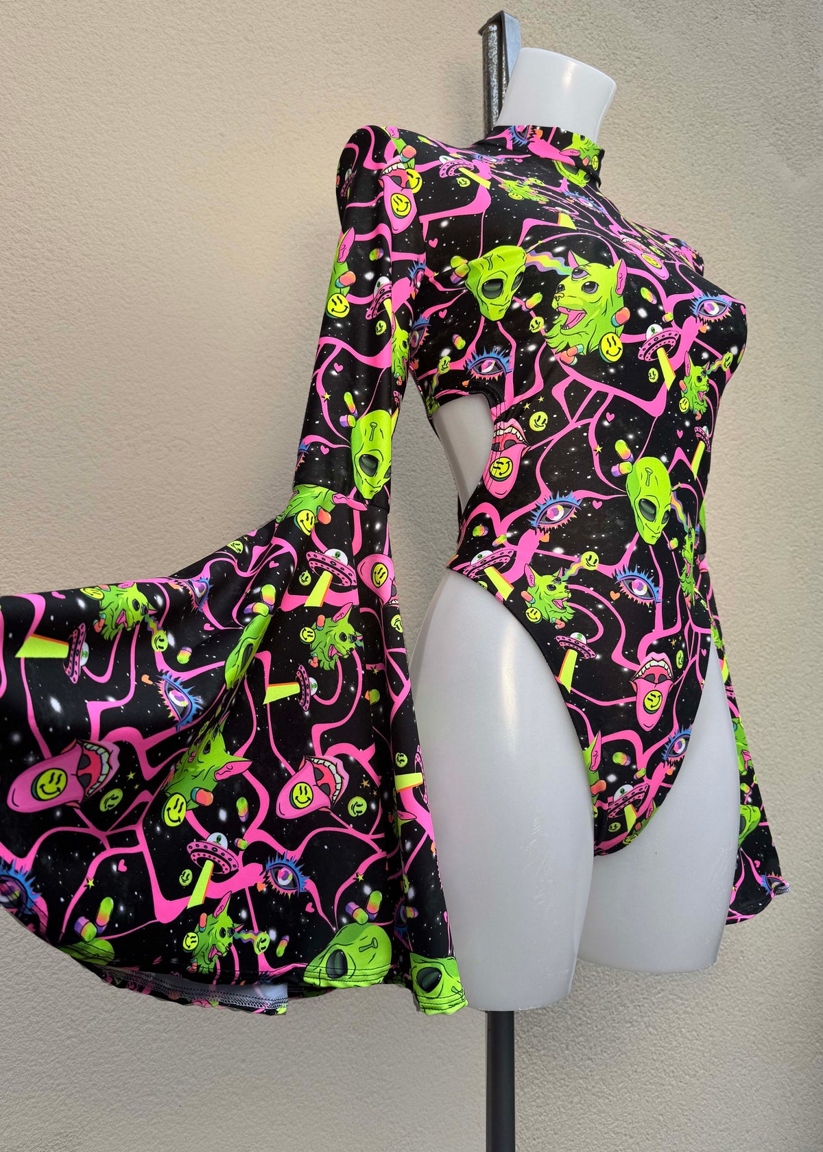 Alien Festival Bodysuit with Circle Sleeves