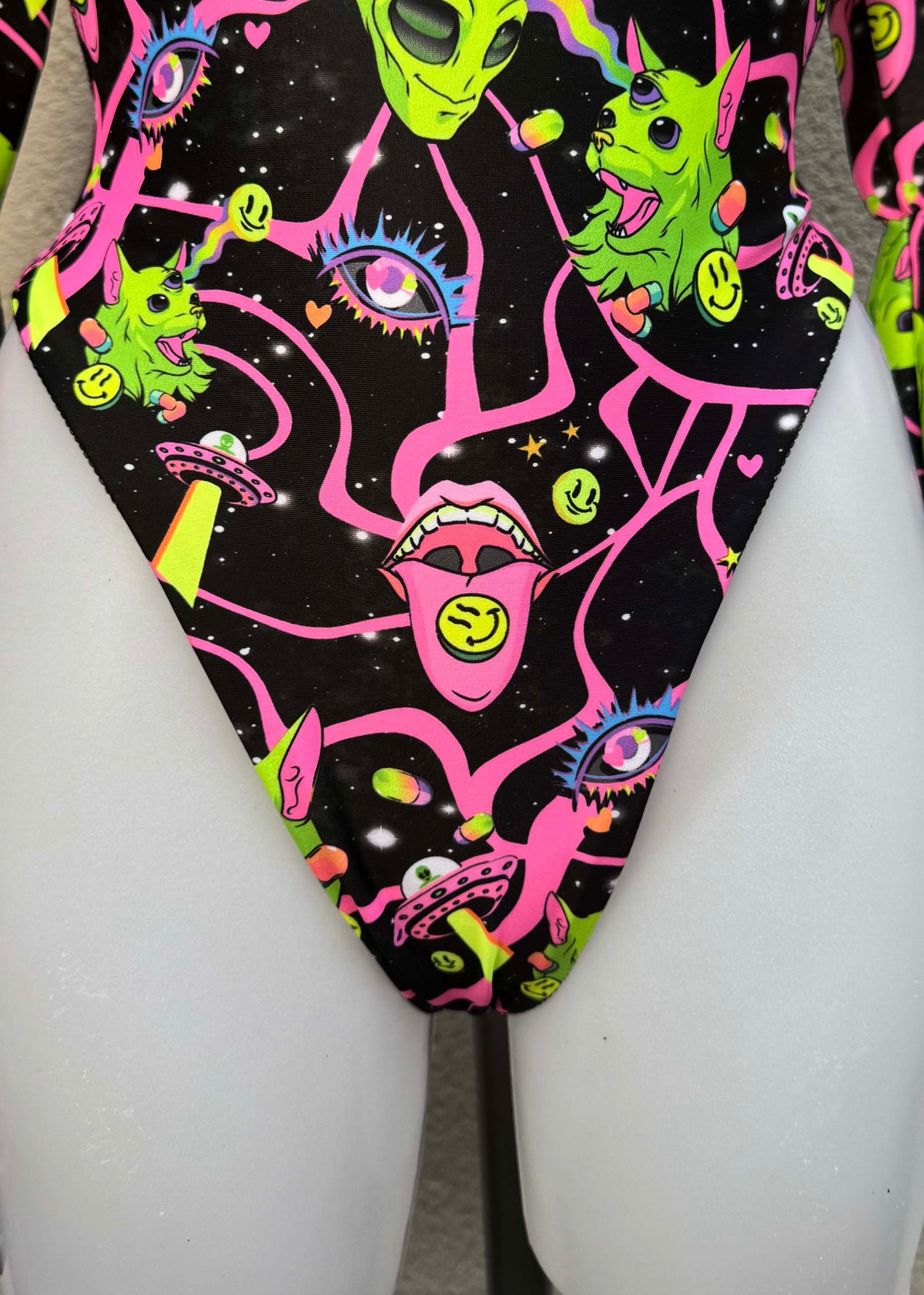 Alien Festival Bodysuit with Circle Sleeves