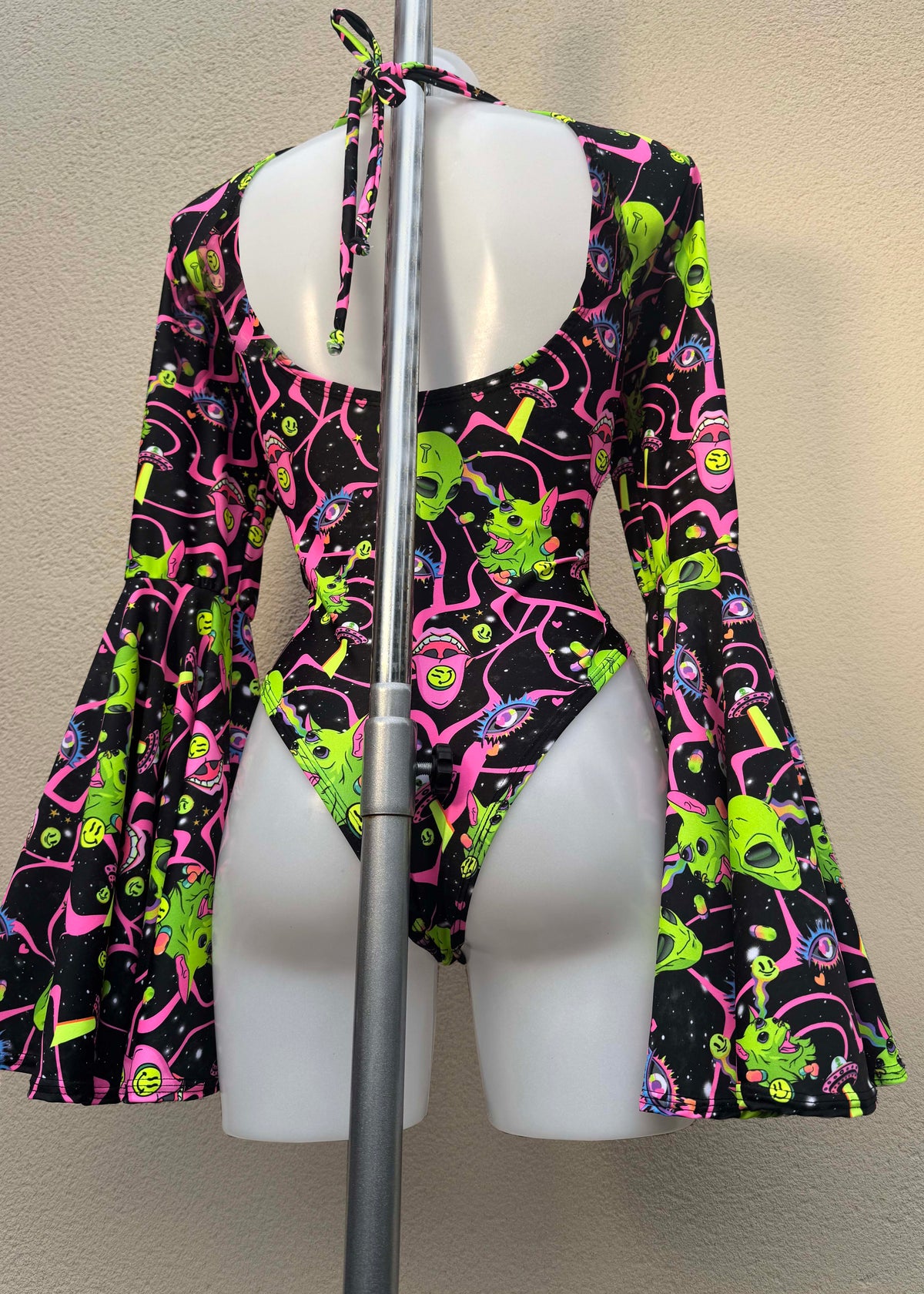 Alien Festival Bodysuit with Circle Sleeves