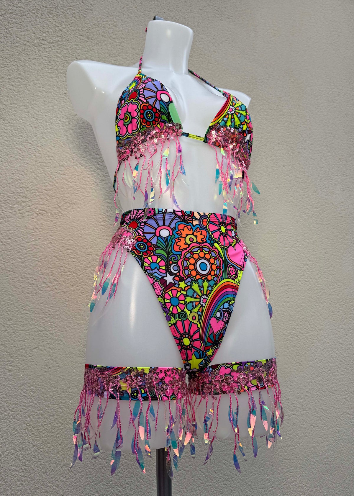 Trippin Daisies Pink Iridescent Festival Outfit