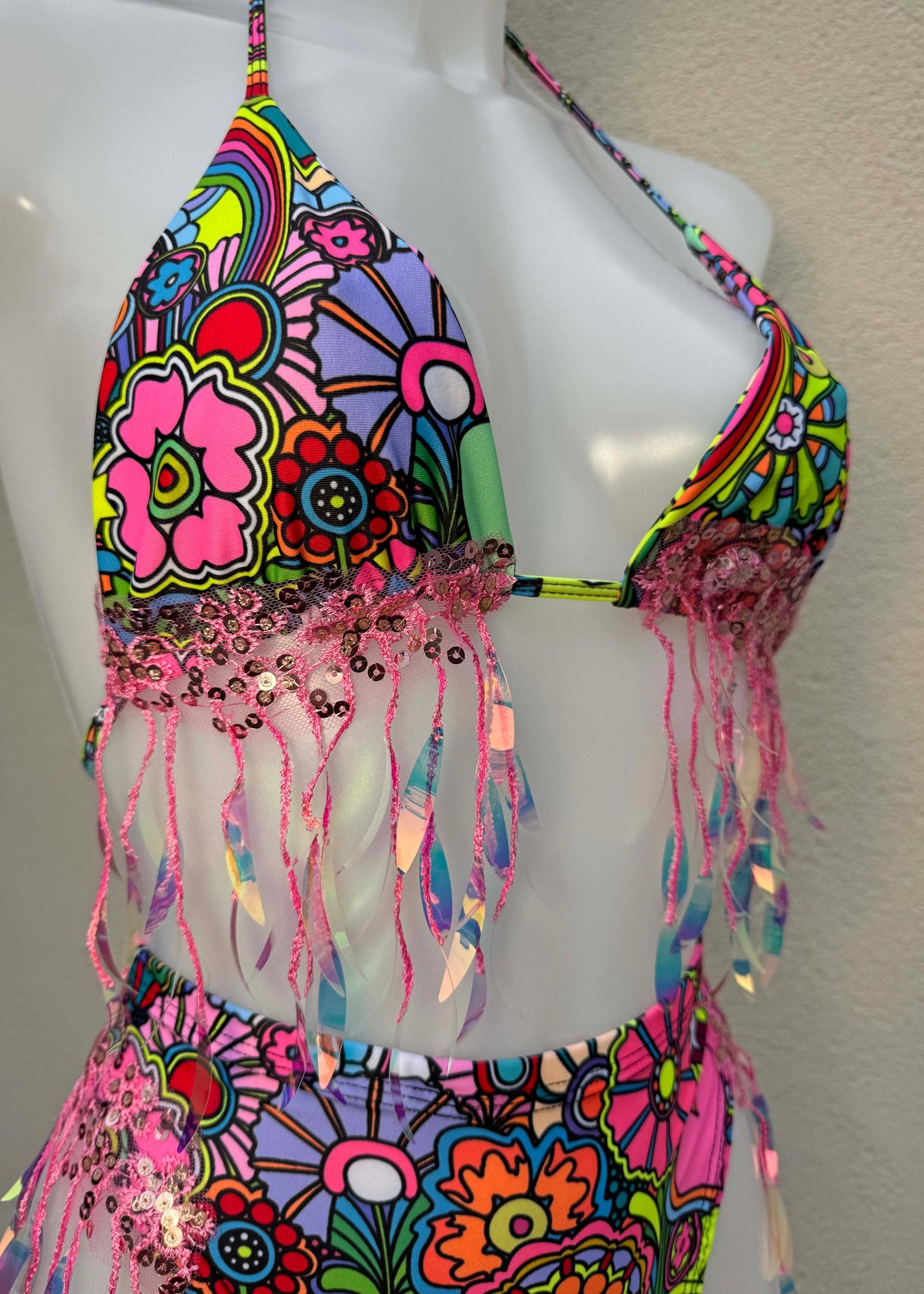 Trippin Daisies Pink Iridescent Festival Outfit