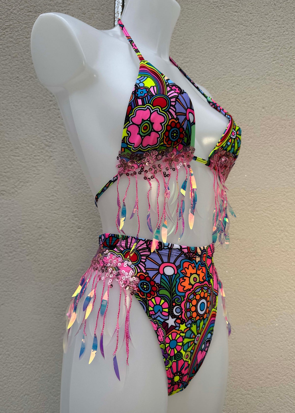 Trippin Daisies Pink Iridescent Festival Outfit
