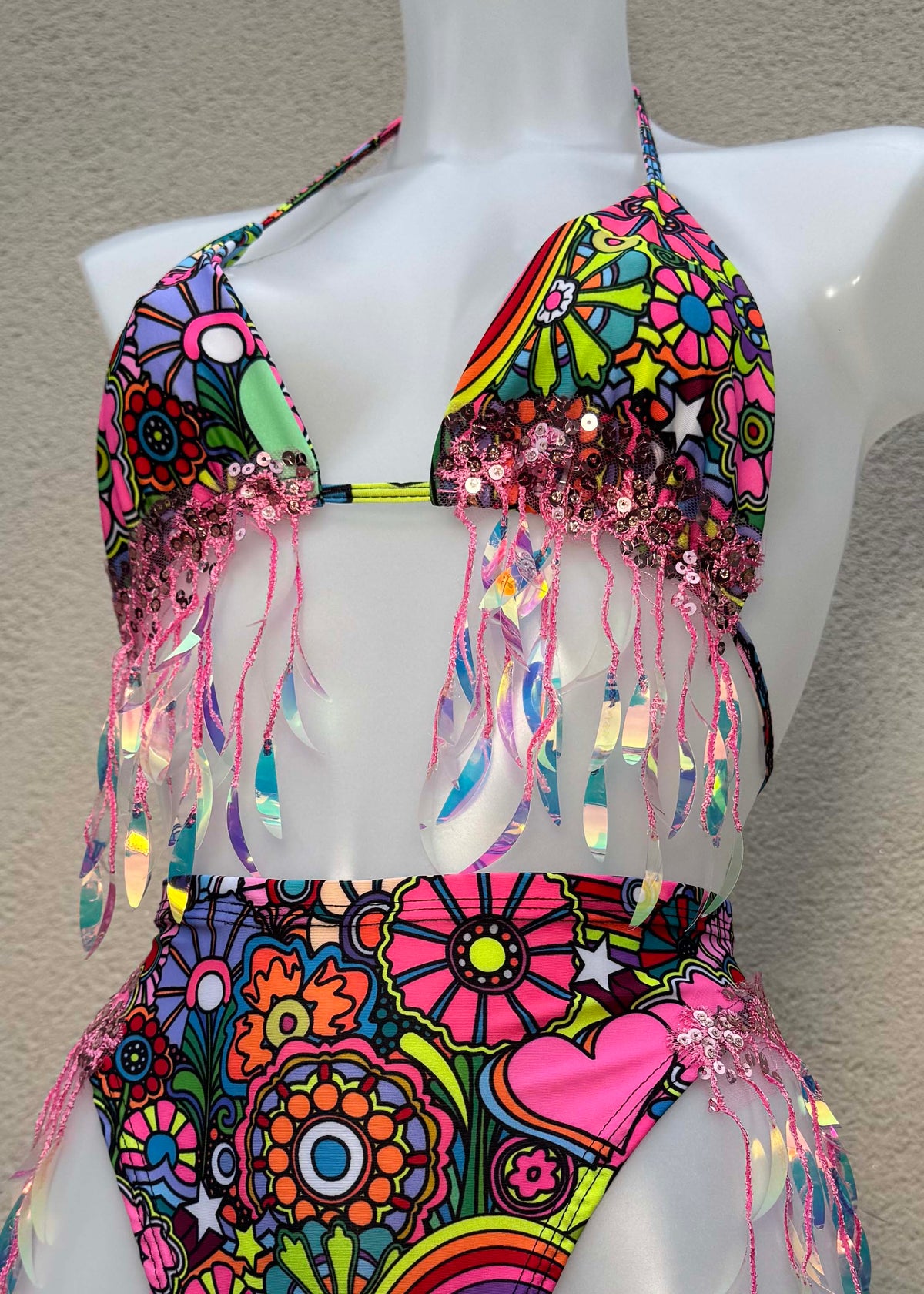 Trippin Daisies Pink Iridescent Festival Outfit