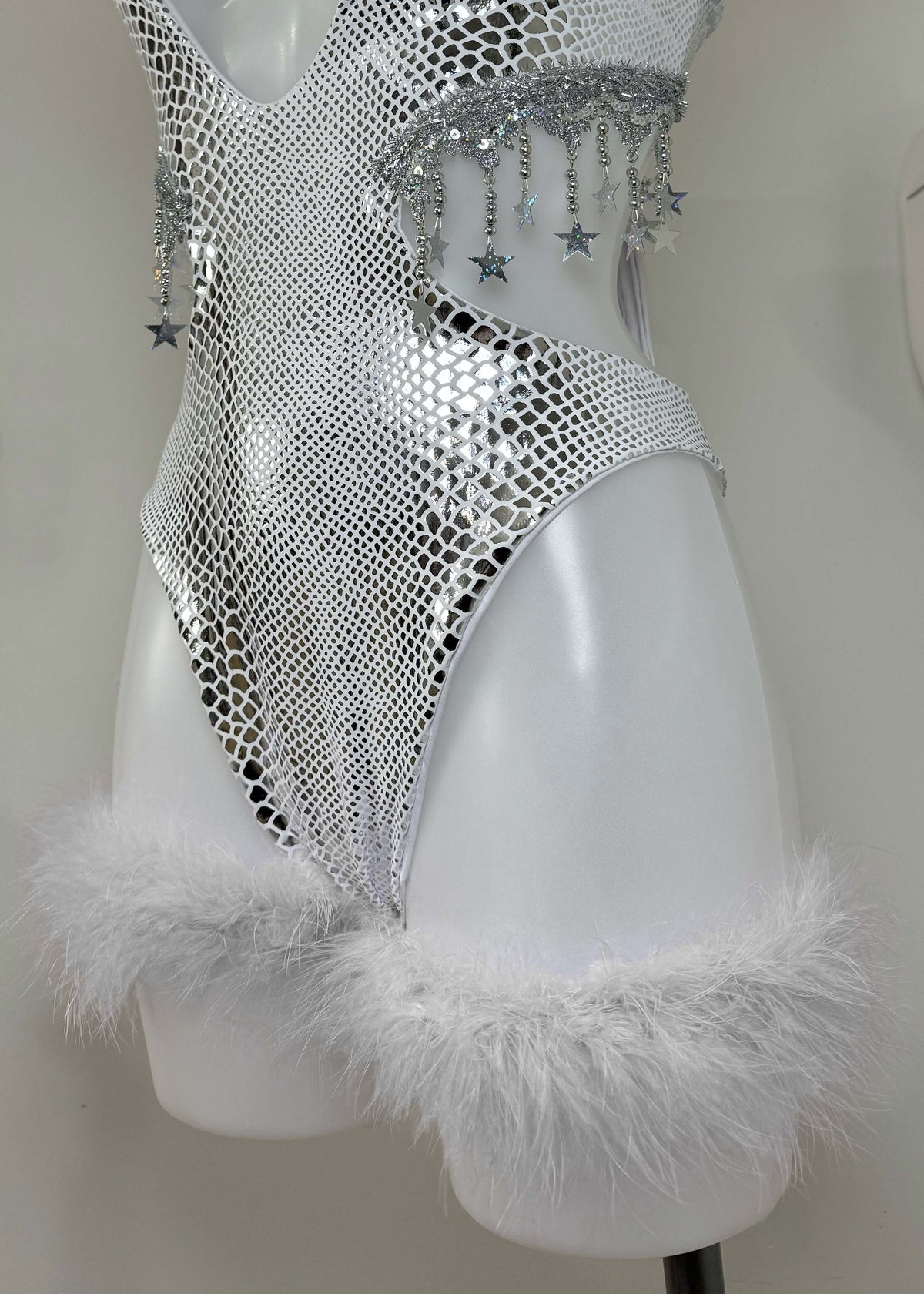Floof Leg Ties - (moonstone/pink opal/white diamond) - choose your floof
