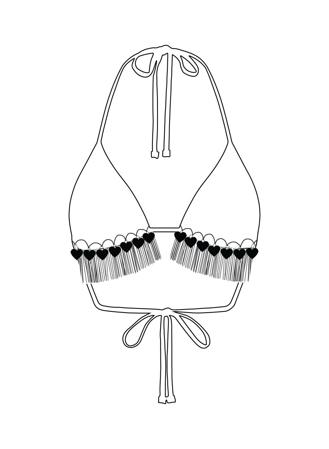 Custom Mini Heart Fringed Triangle Top